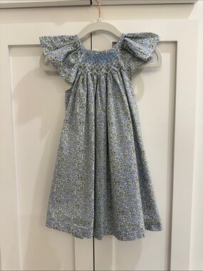 Gil & Niya Liberty Fabric Floral Print Flutter Sleeve Smocked Dress 90cm/18-24M